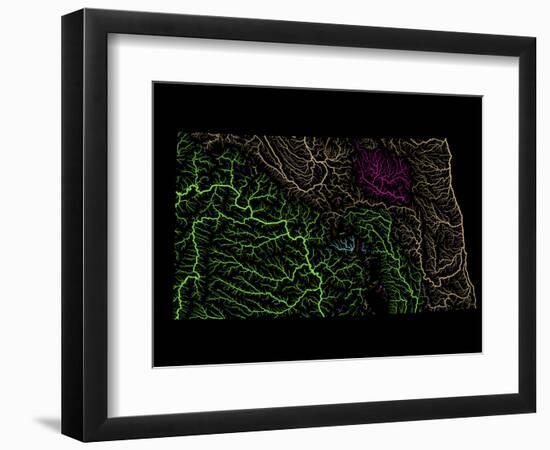 River Basins Of North Dakota In Rainbow Colours-Grasshopper Geography-Framed Giclee Print