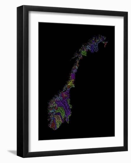 River Basins Of Norway In Rainbow Colours-Grasshopper Geography-Framed Giclee Print
