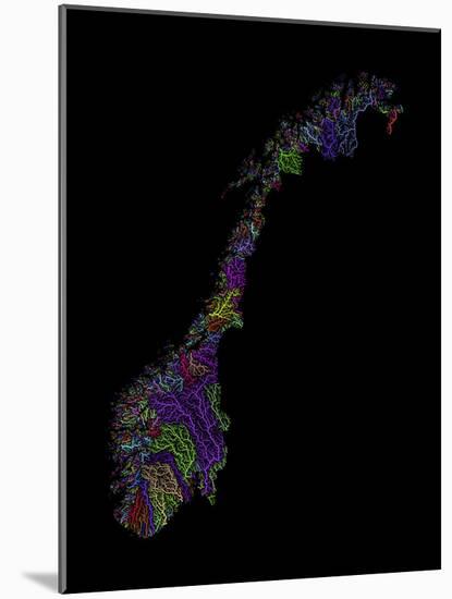 River Basins Of Norway In Rainbow Colours-Grasshopper Geography-Mounted Giclee Print