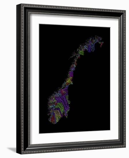 River Basins Of Norway In Rainbow Colours-Grasshopper Geography-Framed Giclee Print