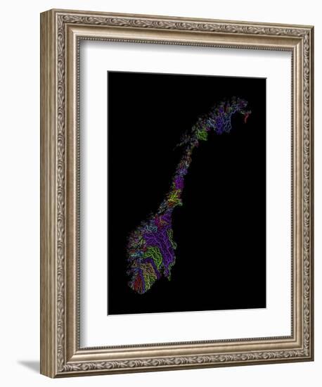 River Basins Of Norway In Rainbow Colours-Grasshopper Geography-Framed Giclee Print