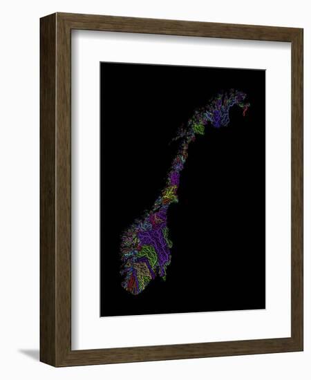 River Basins Of Norway In Rainbow Colours-Grasshopper Geography-Framed Giclee Print