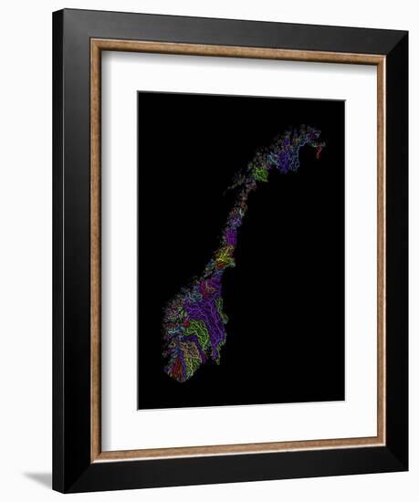 River Basins Of Norway In Rainbow Colours-Grasshopper Geography-Framed Giclee Print