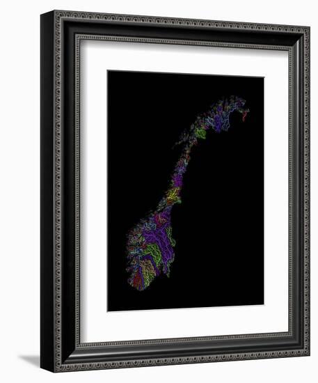 River Basins Of Norway In Rainbow Colours-Grasshopper Geography-Framed Giclee Print