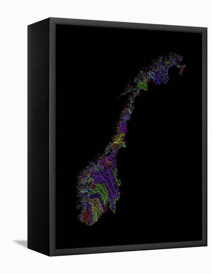 River Basins Of Norway In Rainbow Colours-Grasshopper Geography-Framed Premier Image Canvas