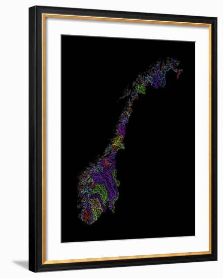 River Basins Of Norway In Rainbow Colours-Grasshopper Geography-Framed Giclee Print