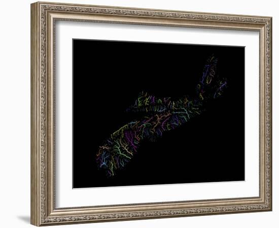 River Basins Of Nova Scotia In Rainbow Colours-Grasshopper Geography-Framed Giclee Print