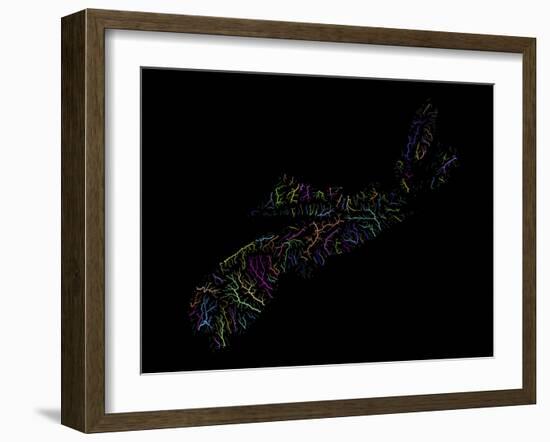 River Basins Of Nova Scotia In Rainbow Colours-Grasshopper Geography-Framed Giclee Print