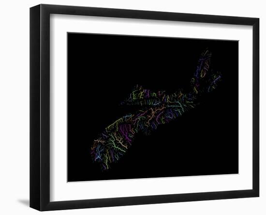 River Basins Of Nova Scotia In Rainbow Colours-Grasshopper Geography-Framed Giclee Print