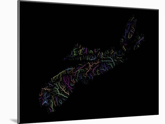 River Basins Of Nova Scotia In Rainbow Colours-Grasshopper Geography-Mounted Giclee Print