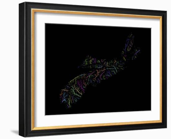 River Basins Of Nova Scotia In Rainbow Colours-Grasshopper Geography-Framed Giclee Print