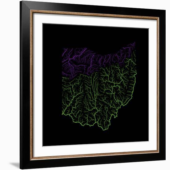 River Basins Of Ohio In Rainbow Colours-Grasshopper Geography-Framed Giclee Print