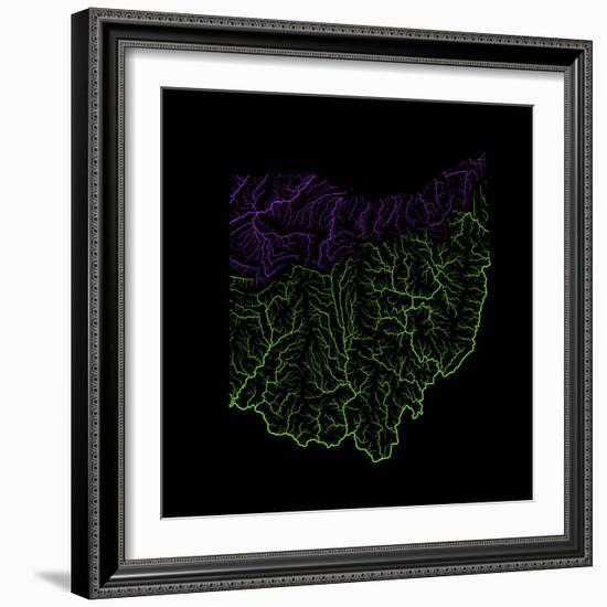 River Basins Of Ohio In Rainbow Colours-Grasshopper Geography-Framed Giclee Print