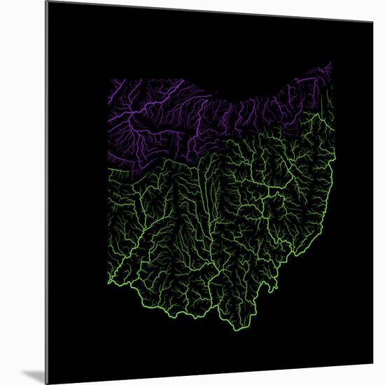 River Basins Of Ohio In Rainbow Colours-Grasshopper Geography-Mounted Premium Giclee Print