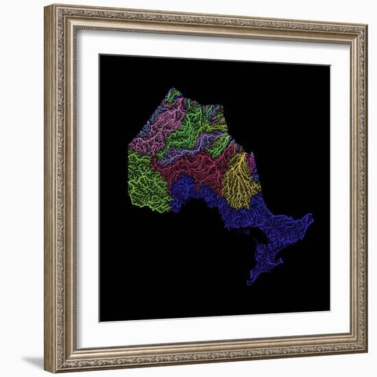 River Basins Of Ontario In Rainbow Colours-Grasshopper Geography-Framed Giclee Print