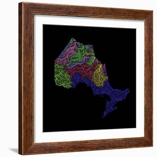 River Basins Of Ontario In Rainbow Colours-Grasshopper Geography-Framed Giclee Print