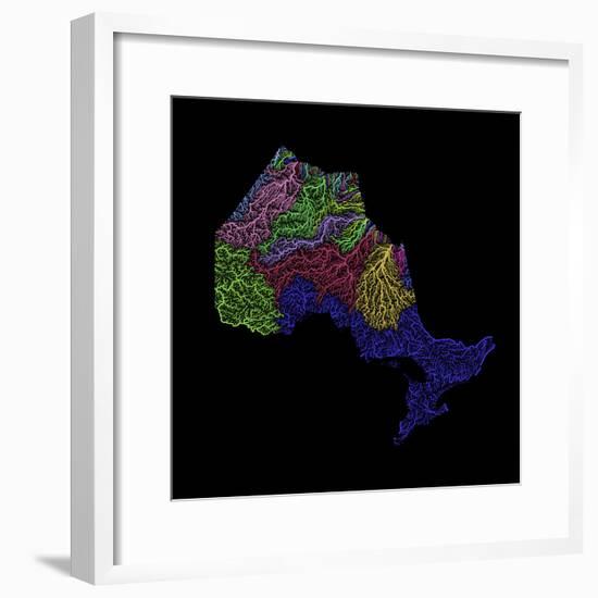 River Basins Of Ontario In Rainbow Colours-Grasshopper Geography-Framed Giclee Print