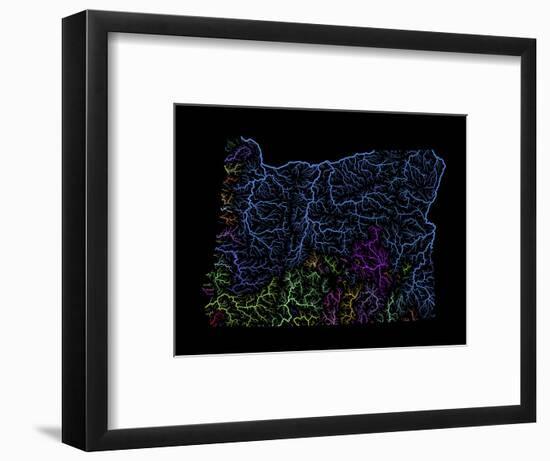 River Basins Of Oregon In Rainbow Colours-Grasshopper Geography-Framed Giclee Print