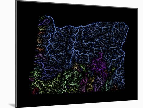 River Basins Of Oregon In Rainbow Colours-Grasshopper Geography-Mounted Premium Giclee Print