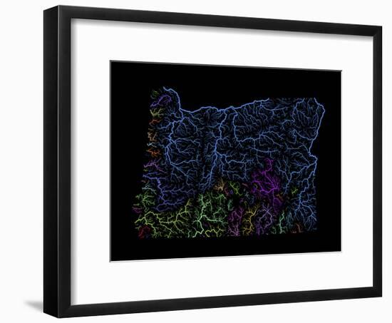 River Basins Of Oregon In Rainbow Colours-Grasshopper Geography-Framed Giclee Print