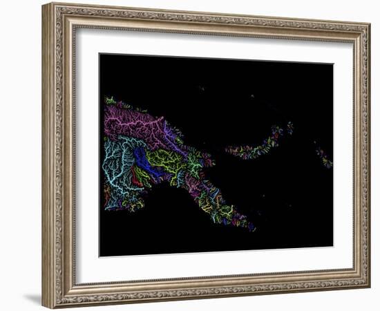 River Basins Of Papua New Guinea In Rainbow Colours-Grasshopper Geography-Framed Giclee Print