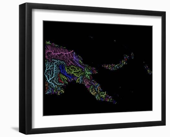 River Basins Of Papua New Guinea In Rainbow Colours-Grasshopper Geography-Framed Giclee Print