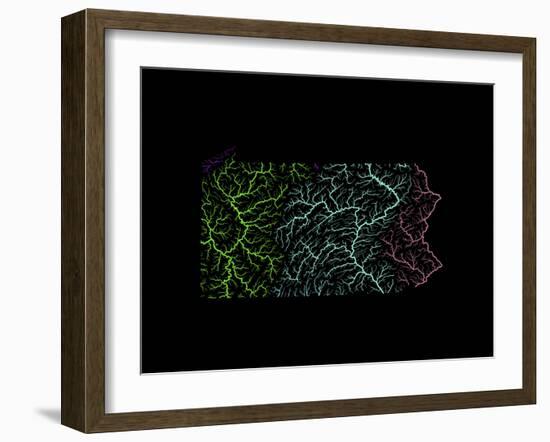 River Basins Of Pennsylvania In Rainbow Colours-Grasshopper Geography-Framed Giclee Print