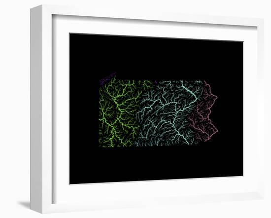 River Basins Of Pennsylvania In Rainbow Colours-Grasshopper Geography-Framed Giclee Print