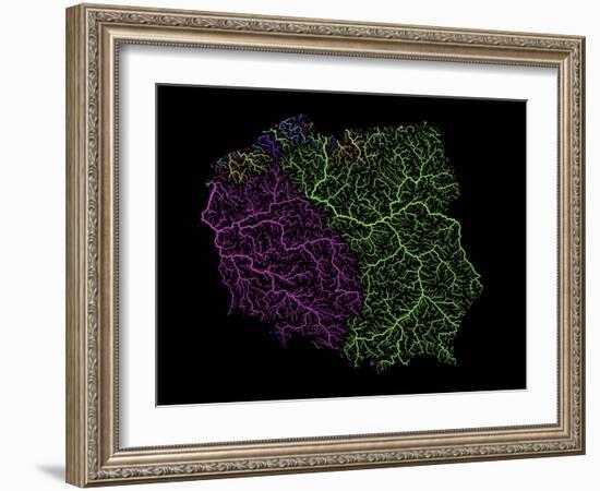 River Basins Of Poland In Rainbow Colours-Grasshopper Geography-Framed Giclee Print