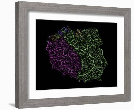 River Basins Of Poland In Rainbow Colours-Grasshopper Geography-Framed Giclee Print