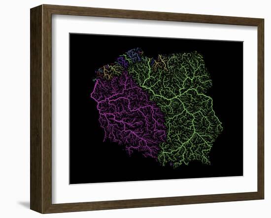 River Basins Of Poland In Rainbow Colours-Grasshopper Geography-Framed Giclee Print