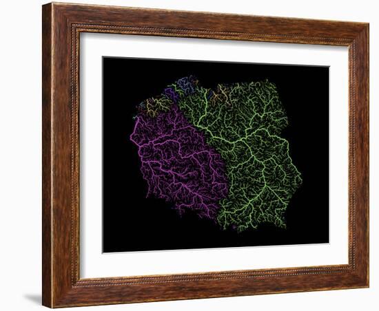 River Basins Of Poland In Rainbow Colours-Grasshopper Geography-Framed Giclee Print