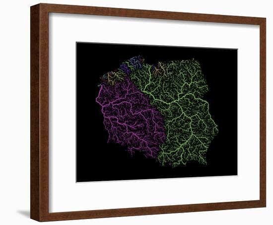 River Basins Of Poland In Rainbow Colours-Grasshopper Geography-Framed Giclee Print