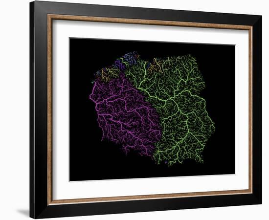 River Basins Of Poland In Rainbow Colours-Grasshopper Geography-Framed Giclee Print