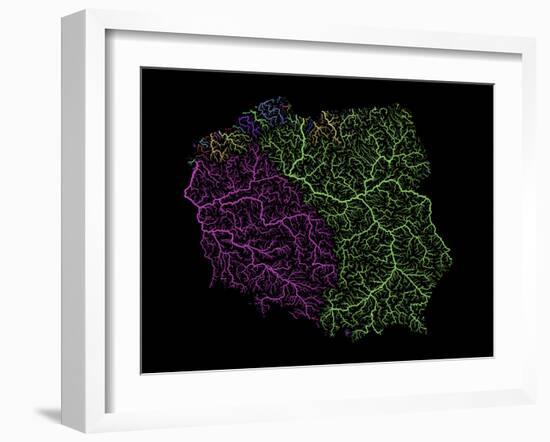River Basins Of Poland In Rainbow Colours-Grasshopper Geography-Framed Giclee Print