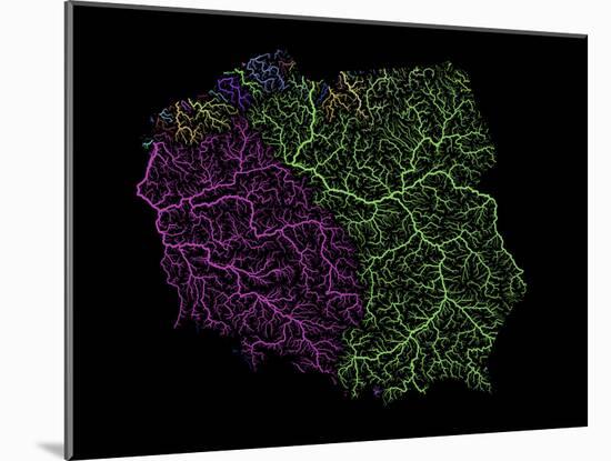 River Basins Of Poland In Rainbow Colours-Grasshopper Geography-Mounted Giclee Print