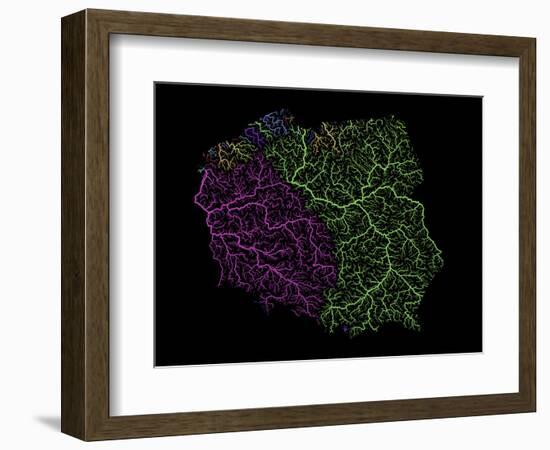 River Basins Of Poland In Rainbow Colours-Grasshopper Geography-Framed Premium Giclee Print