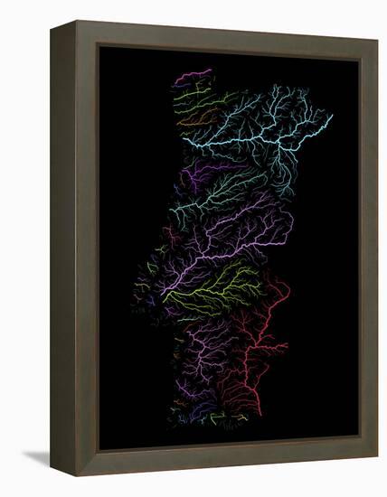 River Basins Of Portugal In Rainbow Colours-Grasshopper Geography-Framed Premier Image Canvas