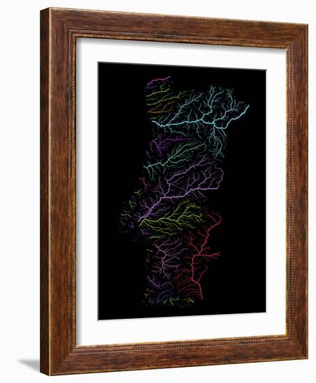 River Basins Of Portugal In Rainbow Colours-Grasshopper Geography-Framed Giclee Print