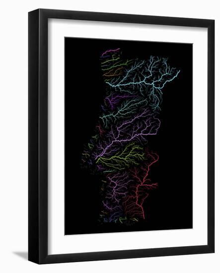River Basins Of Portugal In Rainbow Colours-Grasshopper Geography-Framed Giclee Print