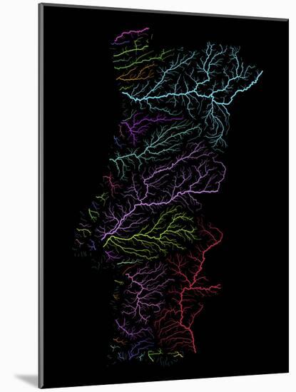 River Basins Of Portugal In Rainbow Colours-Grasshopper Geography-Mounted Giclee Print