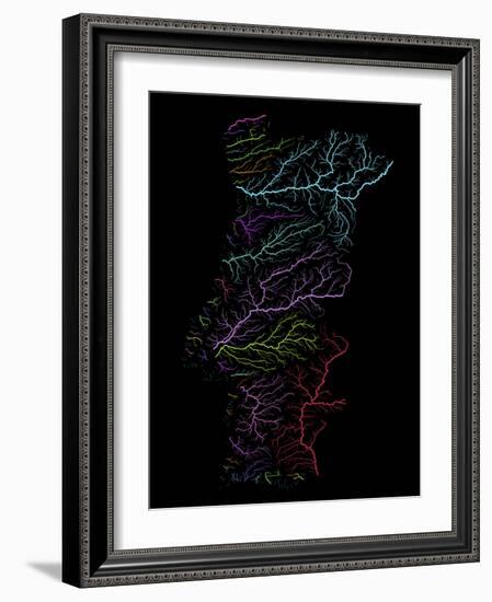 River Basins Of Portugal In Rainbow Colours-Grasshopper Geography-Framed Giclee Print