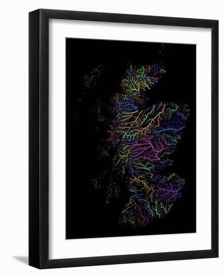 River Basins Of Scotland In Rainbow Colours-Grasshopper Geography-Framed Giclee Print