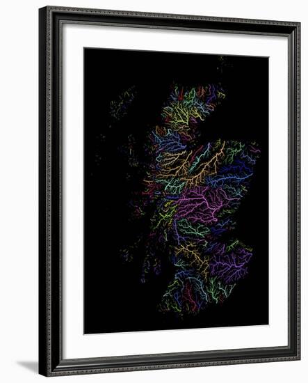 River Basins Of Scotland In Rainbow Colours-Grasshopper Geography-Framed Giclee Print