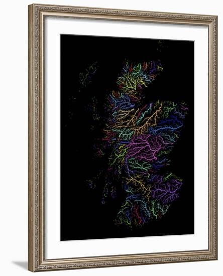 River Basins Of Scotland In Rainbow Colours-Grasshopper Geography-Framed Giclee Print