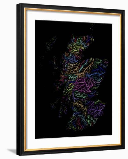 River Basins Of Scotland In Rainbow Colours-Grasshopper Geography-Framed Giclee Print