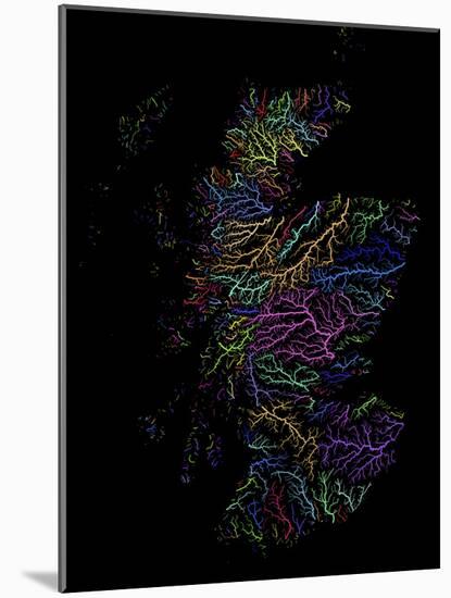 River Basins Of Scotland In Rainbow Colours-Grasshopper Geography-Mounted Premium Giclee Print