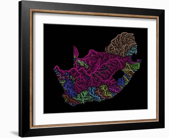 River Basins Of South Africa In Rainbow Colours-Grasshopper Geography-Framed Giclee Print
