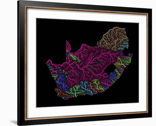 River Basins Of South Africa In Rainbow Colours-Grasshopper Geography-Framed Giclee Print