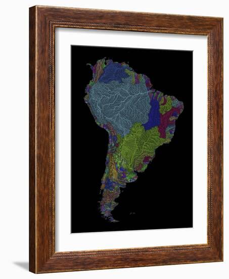 River Basins Of South America In Rainbow Colours-Grasshopper Geography-Framed Giclee Print